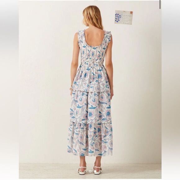 NEW Alix of Bohemia Erin Blue Valentine Midi Dress Medium - Picture 3 of 12